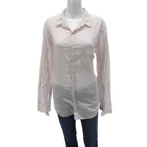 Les Femmes Womens Blouse Pajama Top Pink Cotton Long Sleeve Button Size L